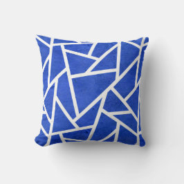 Royal blue och white mosaic mönster kudde