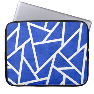 Royal blue och white mosaic mönster laptop fodral