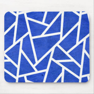 Royal blue och white mosaic mönster musmatta