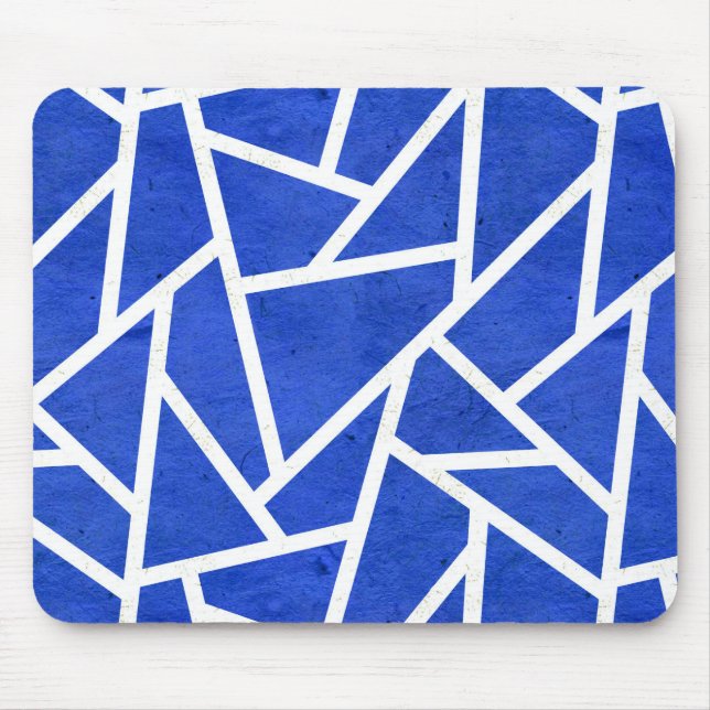 Royal blue och white mosaic mönster musmatta (Framsidan)