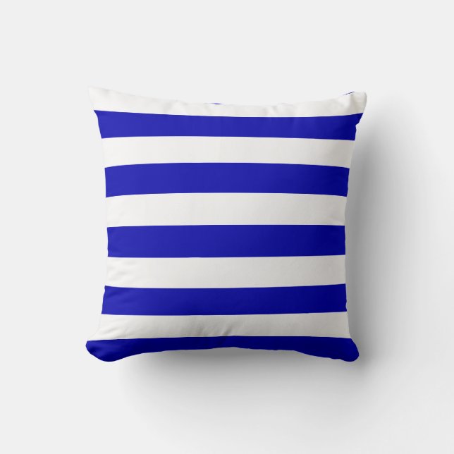 Royal Blue och White Rand Kudde (Framsida)