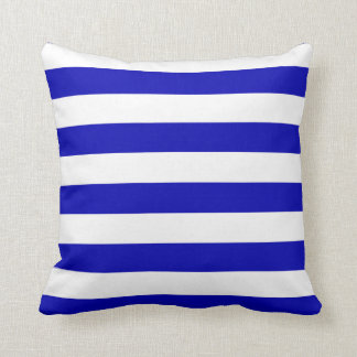 Royal Blue och White Rand Kudde