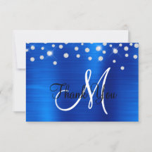 Royal Blue Ombre Foil Rhinestone Confetti Monogram