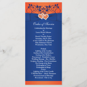 Royal Blue, Orange Blommigt, Hjärter, Bröllopsprog Program