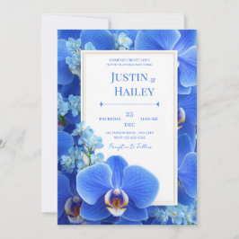 Royal Blue Orchid Modern Tropical Wedding Inbjudningar