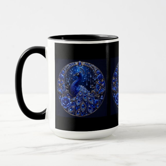 Royal Blue Påfågel | Crystal Glamour Mugg (Vänster)