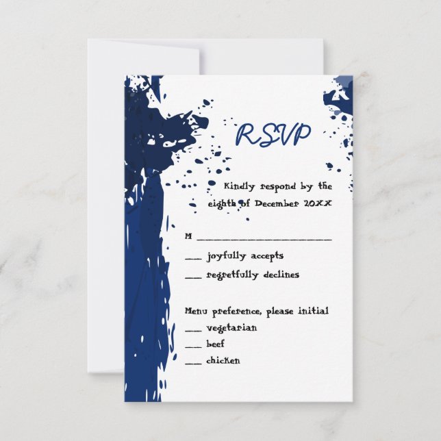 Royal Blue Paint Splatter - Inbjudan RSVP (Framsida)