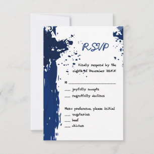 Royal Blue Paint Splatter - Inbjudan RSVP