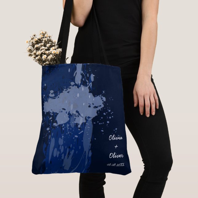 Royal Blue Paint Splatter Party Gift Tygkasse (Närbild)