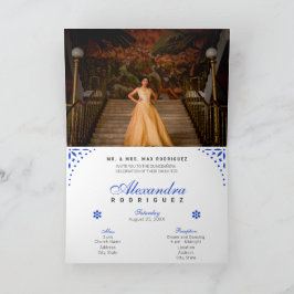 Royal Blue Papel Picado Mis Quince Años Inbjudan