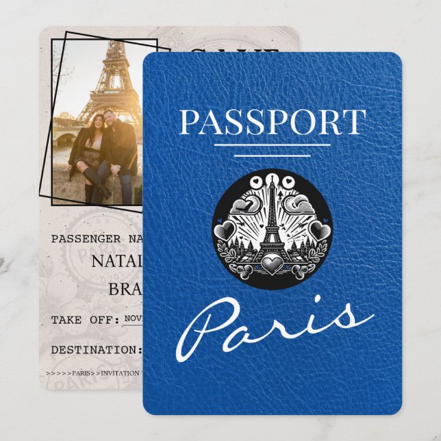 Royal Blue Paris Passport Spara datum Datumet (Fram/baksida)