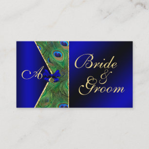 Royal Blue Peacock Bröllop Möhippa Affärskort Tilläggskort