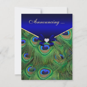 Royal Blue Peacock Förlovning-meddelande Meddelande
