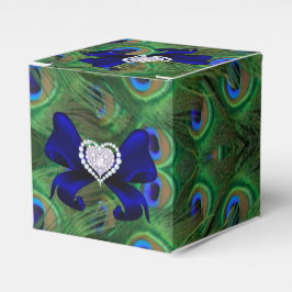 Royal Blue Peacock Wedor Favor Box Presentaskar