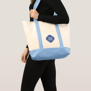 Royal Blue Personlig Quatrefoil Monogram Tygkasse