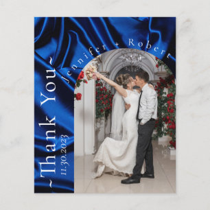 Royal Blue Photo Budget Bröllop - tackkort Flygblad
