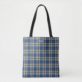Royal Blue Play Klan Napier Tartan Monogram Tygkasse