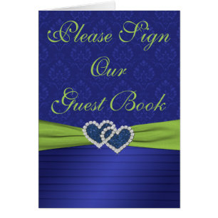 Royal Blue Pleats och Chartreuse Bord Card Hälsningskort