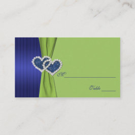 Royal Blue Pleats och Chartreuse Damaskekort Placeringskort