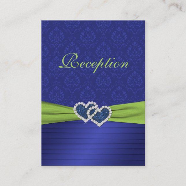 Royal Blue Pleats och Chartreuse Reception Card Tilläggskort (Framsida)