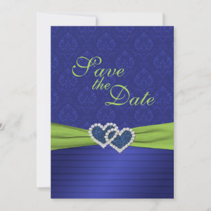 Royal Blue Pleats och Chartreuse Spara datum Datumet