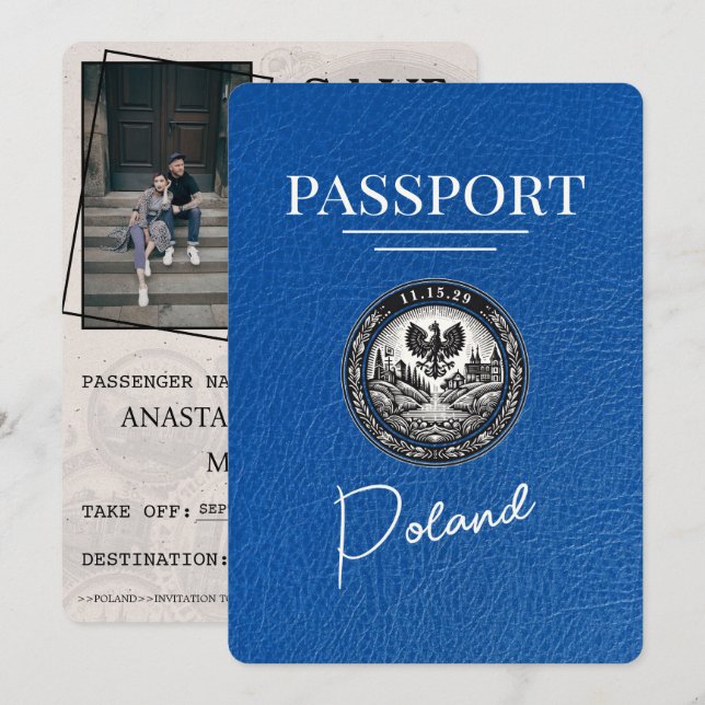 Royal Blue Poland Passport Spara datum Datumet (Fram/baksida)