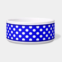 Royal Blue Polka Dot Mönster Ceramic Hund Bowl