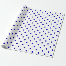 Royal Blue Polka Dot på vitt stort utrymme Presentpapper