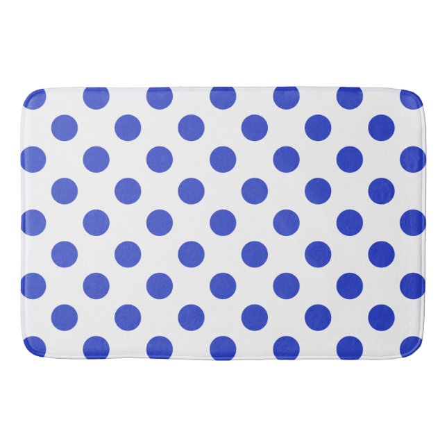 Royal blue polka dots badrumsmatta (Framsidan)