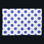 Royal blue polka dots kökshandduk<br><div class="desc">Royal blå polka dots på vit bakgrund</div>
