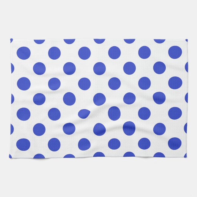 Royal blue polka dots kökshandduk (Horisontell)