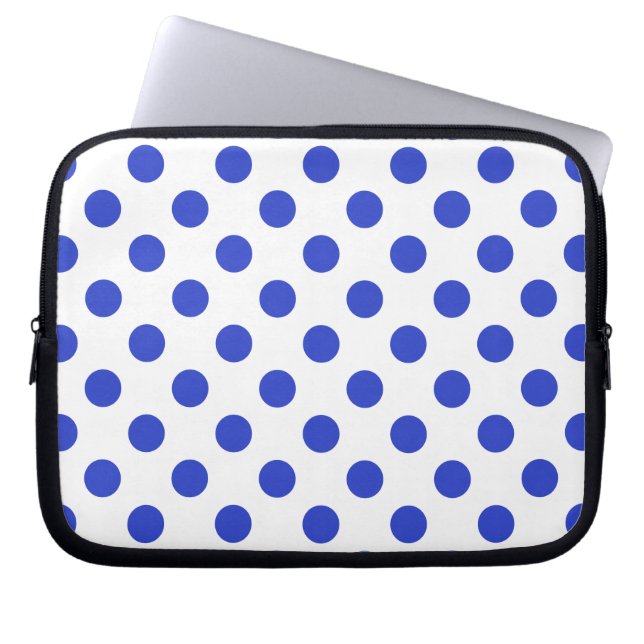 Royal blue polka dots laptop fodral (Framsidan)