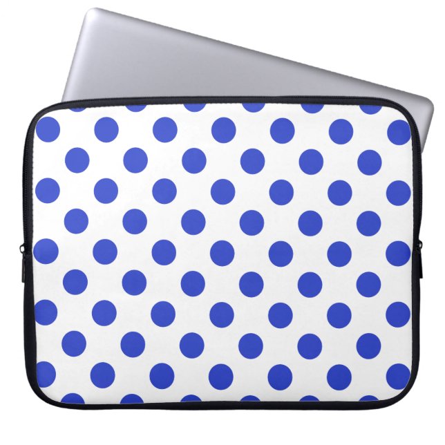 Royal blue polka dots laptop fodral (Framsidan)