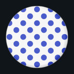 Royal blue polka dots magnet<br><div class="desc">Royal blå polka dots på vit bakgrund</div>