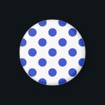 Royal blue polka dots magnet<br><div class="desc">Royal blå polka dots på vit bakgrund</div>