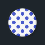 Royal blue polka dots magnet<br><div class="desc">Royal blå polka dots på vit bakgrund</div>
