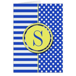 Royal Blue Polka dots och Rand från Sallor Hälsningskort