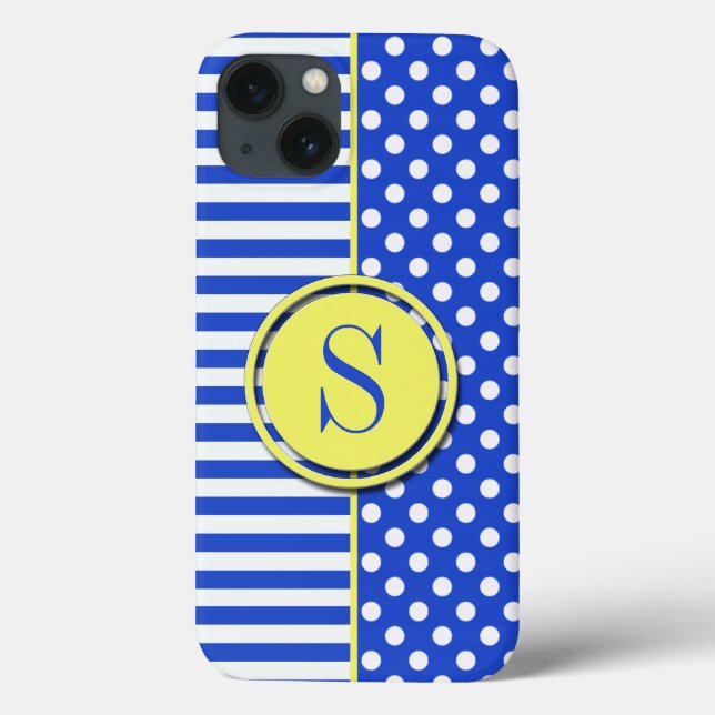 Royal Blue Polka dots och Rand-Monogram ST-aylor (Baksida)