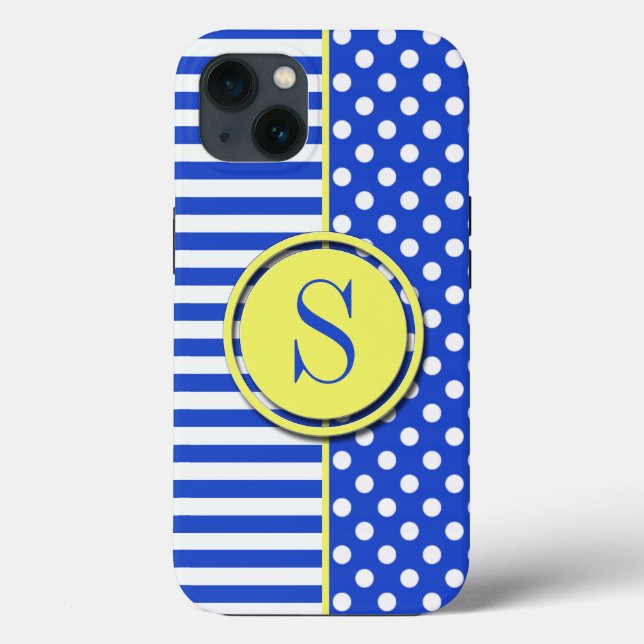 Royal Blue Polka dots och Rand-Monogram ST-aylor (Baksida)