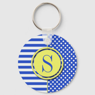 Royal Blue Polka dots och Rand-Monogram ST-aylor Nyckelring