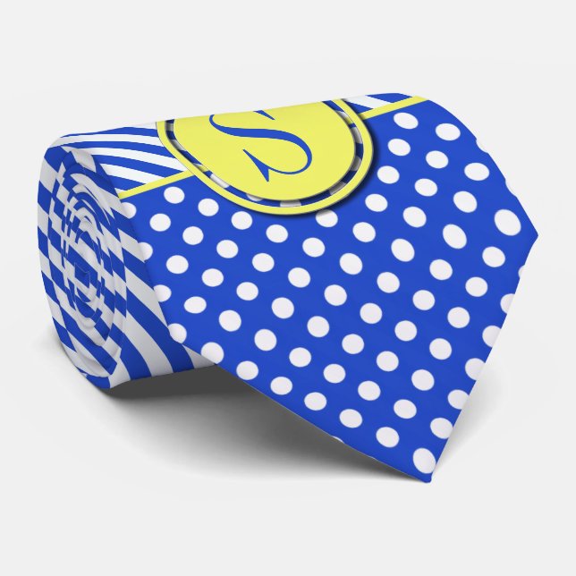 Royal Blue Polka dots och Rand-Monogram ST-aylor Slips (Rullad)
