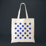 Royal blue polka dots tygkasse<br><div class="desc">Royal blå polka dots på vit bakgrund</div>