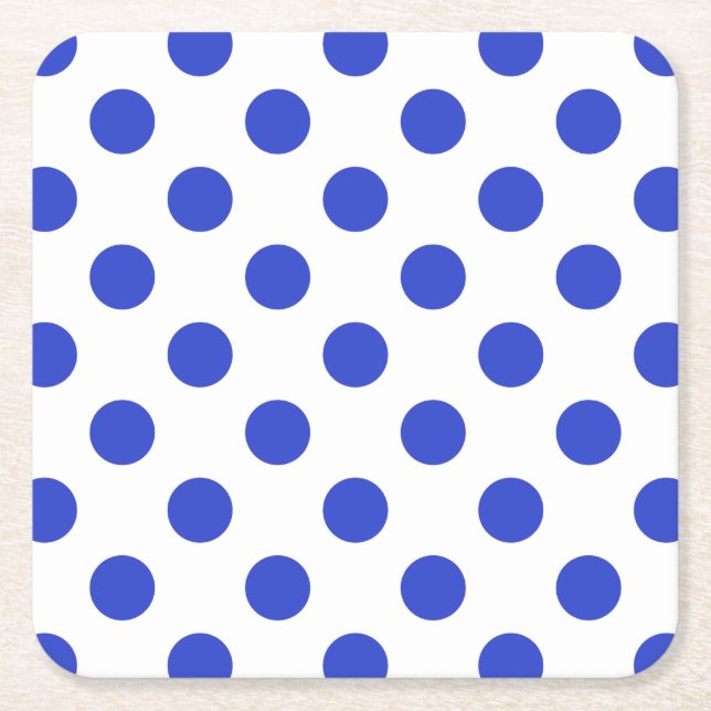 Royal blue polka dots underlägg papper kvadrat (Framsidan)