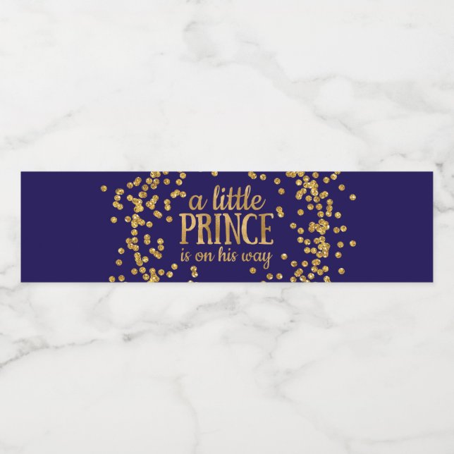 Royal Blue Prince Baby Shower Vattenflaska Labels Vattenflaskor Etikett (Singel etikett)