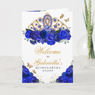 Royal Blue Princess Tiara Quinceanera-programmet Inbjudan