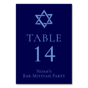Royal Blue Pub Mitzvah Party David-stjärnan Bordsnummer