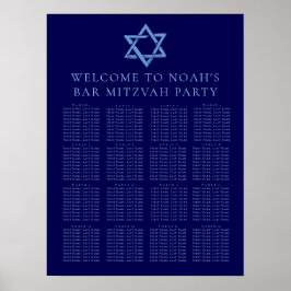 Royal Blue Pub Mitzvah Star of David Seating Chart Poster