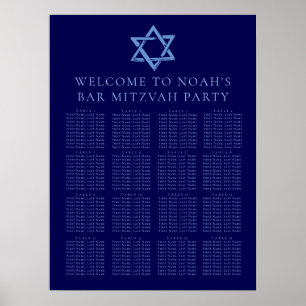 Royal Blue Pub Mitzvah Star of David Seating Chart Poster