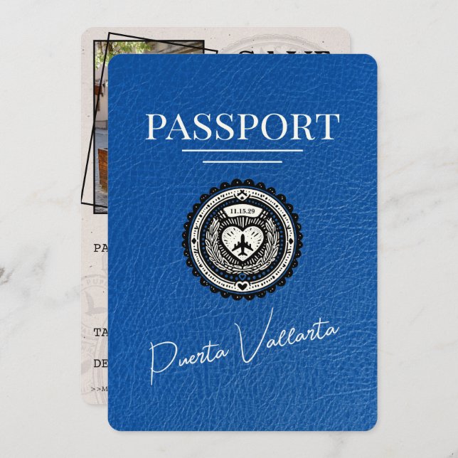 Royal Blue Puerta Vallarta Passport Spara Datumet (Fram/baksida)
