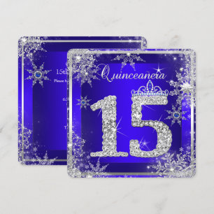 Royal Blue Quinceanera 15:e Elite Elegant Födelsed Inbjudningar